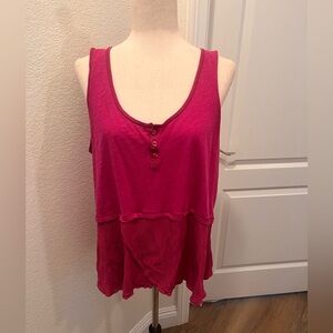 Little Yellow Button (ANTHROPOLOGIE) dark pink tank top
